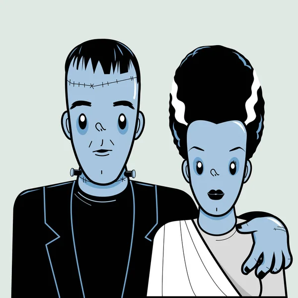 Frankenstein e sua noiva —  Vetores de Stock