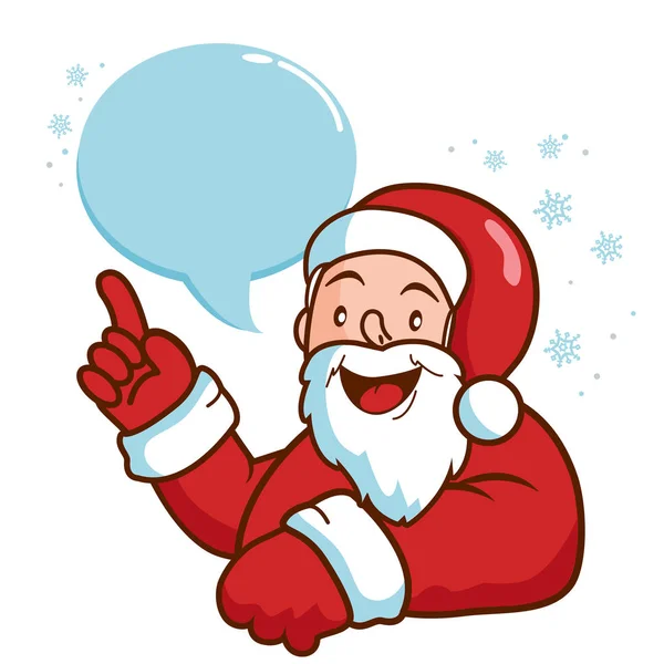 Santa med pratbubblan som pekar uppåt — Stock vektor