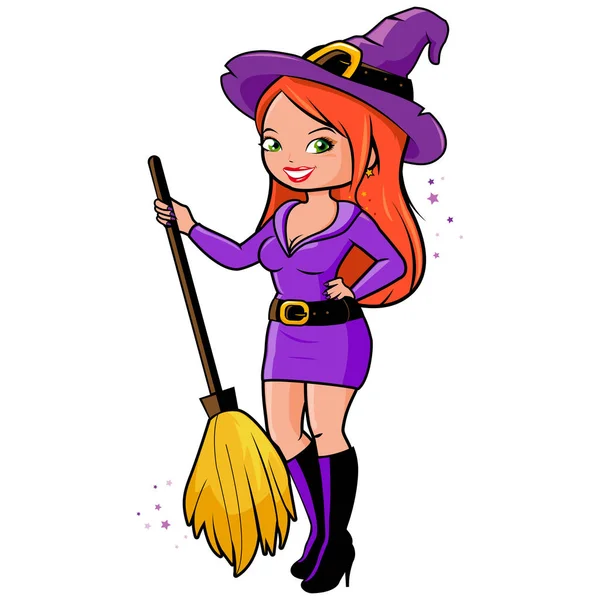 Žena v Halloween čarodějnice kostým — Stockový vektor