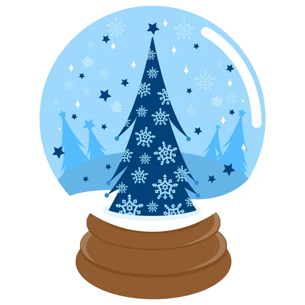 Snowglobe の中のクリスマス ツリー — ストックベクタ