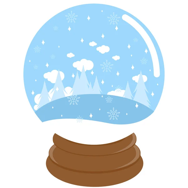 Paesaggio neve all'interno di una sfera di neve — Vettoriale Stock