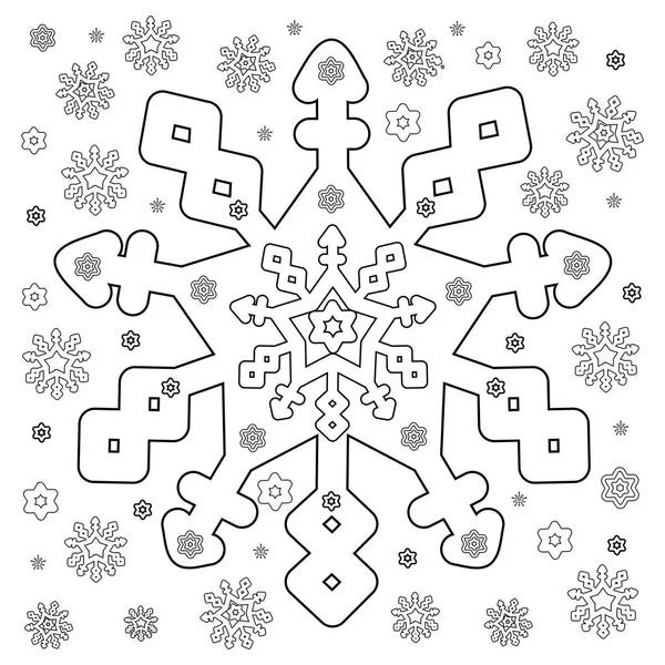 Snöflingor. Svartvit illustration — Stock vektor