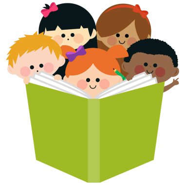 Grup bir kitap okuma çocuk