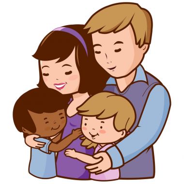 Anne ve baba kendi evlatlarına sarılma