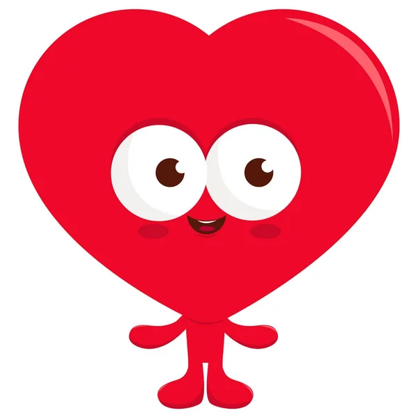 Cartone animato cuore rosso personaggio — Vettoriale Stock