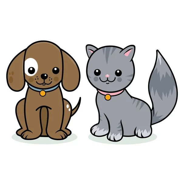 Gatto e cane — Vettoriale Stock