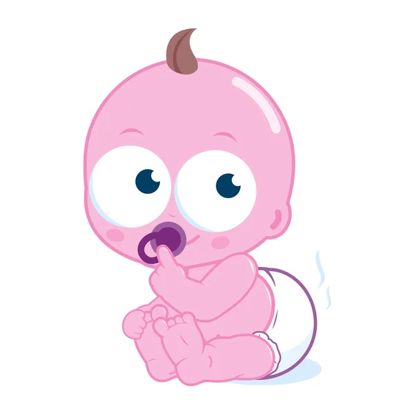 Cute baby w brudne pieluchy — Wektor stockowy