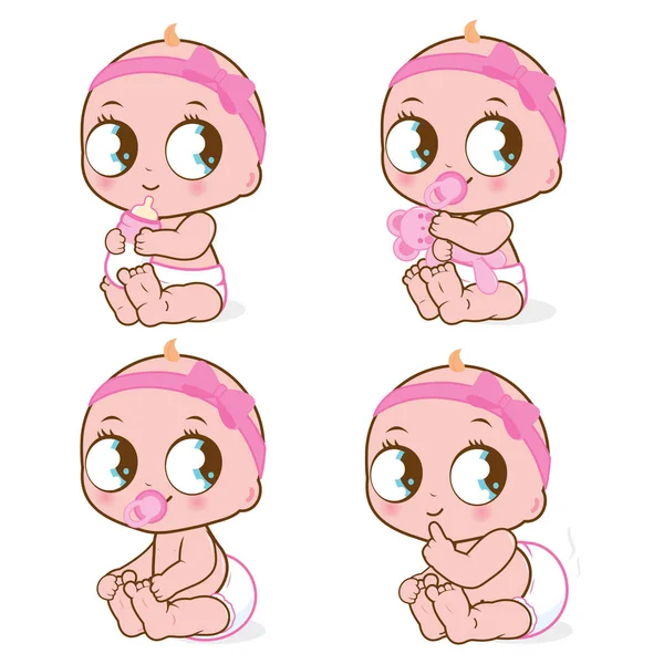 Cute baby girl — Stock Vector