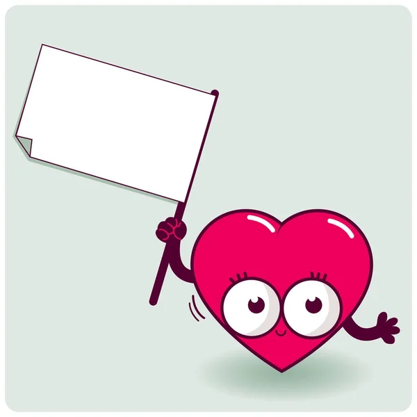 Cartone animato cuore tenuta segno — Vettoriale Stock