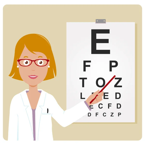 Vrouwelijke oogarts — Stockvector