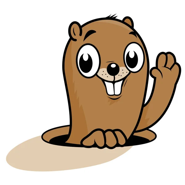 Carácter divertido marmota — Vector de stock