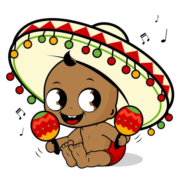 Mariachi baby boy playing the maracas — Stock Vector