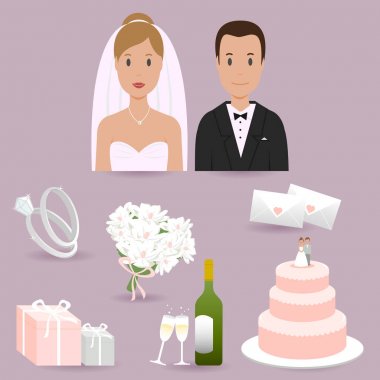 Gelin, damat ve düğün öğeleri