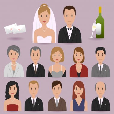 Gelin, damat ve düğün Konuklar