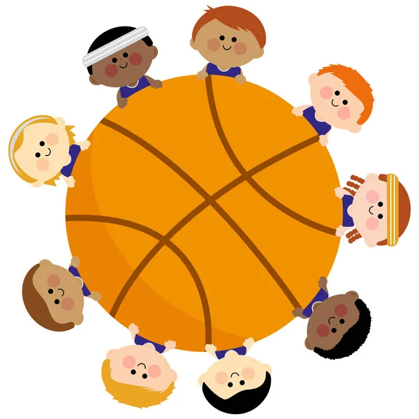 Basketball and kids team — Stock Vector