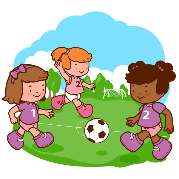 Chicas jugando fútbol — Archivo Imágenes Vectoriales