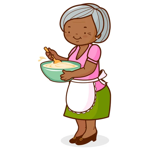 Afro-américaine grand-mère cuisine — Image vectorielle