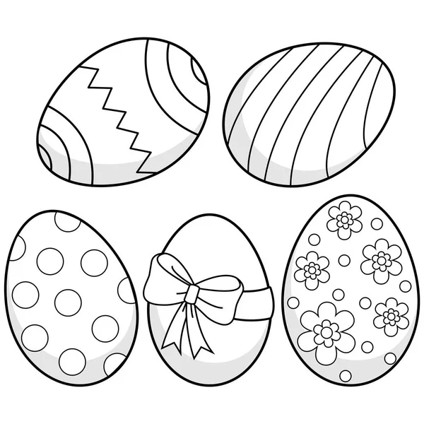 Easter eggs. Black and white coloring book page — Stock Vector