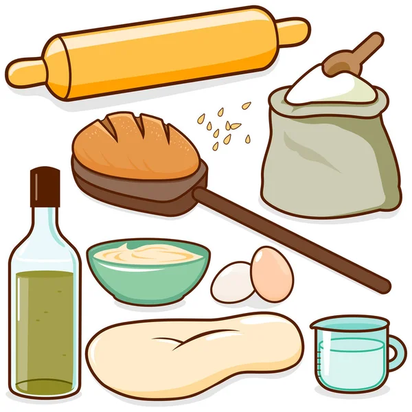 Ekmek pişirme tarifi Malzemeler — Stok Vektör