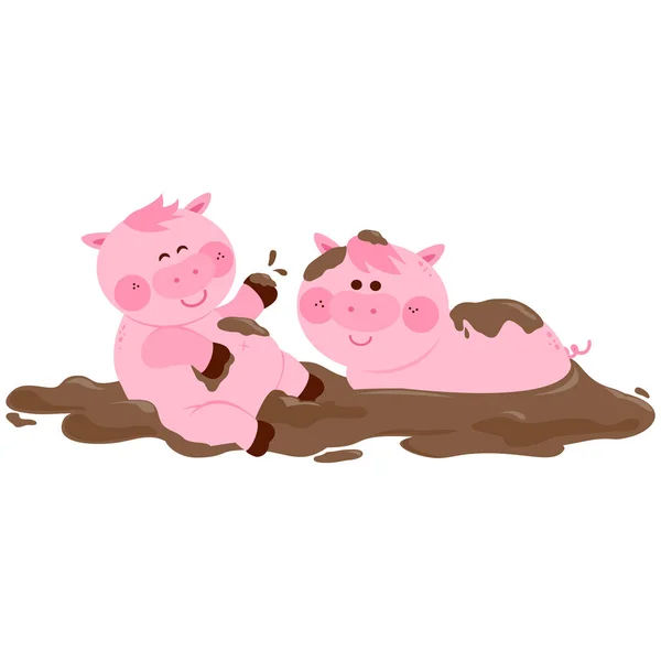 Porcs dans la boue — Image vectorielle