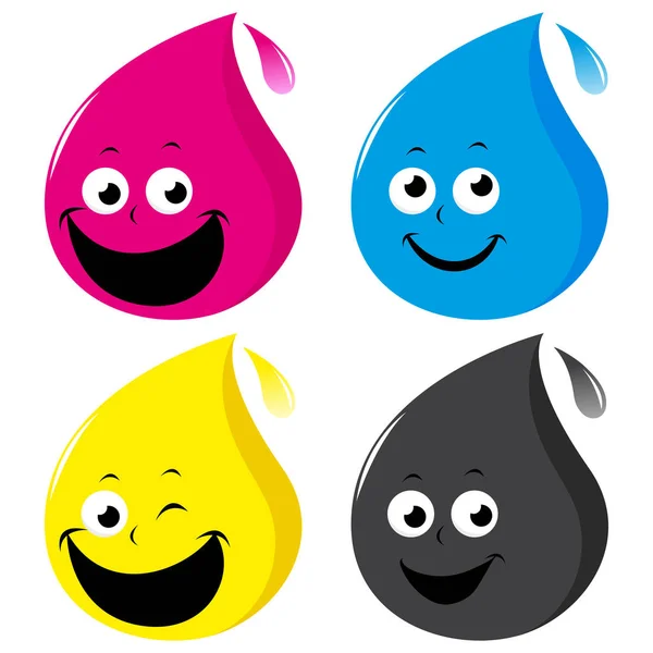 CMYK color drop characters — Stock Vector