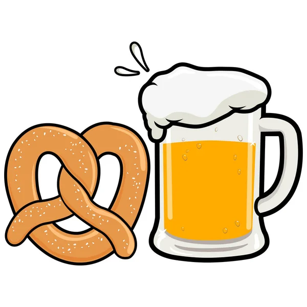 Pretzel and beer — Stock Vector