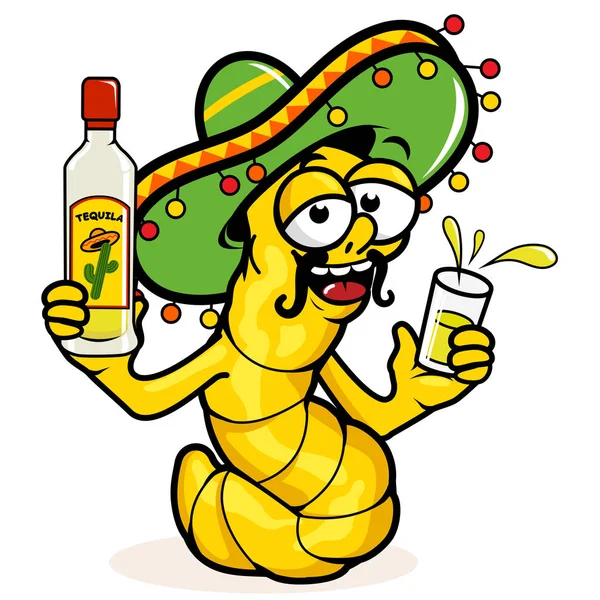 Gusano tequila borracho — Archivo Imágenes Vectoriales