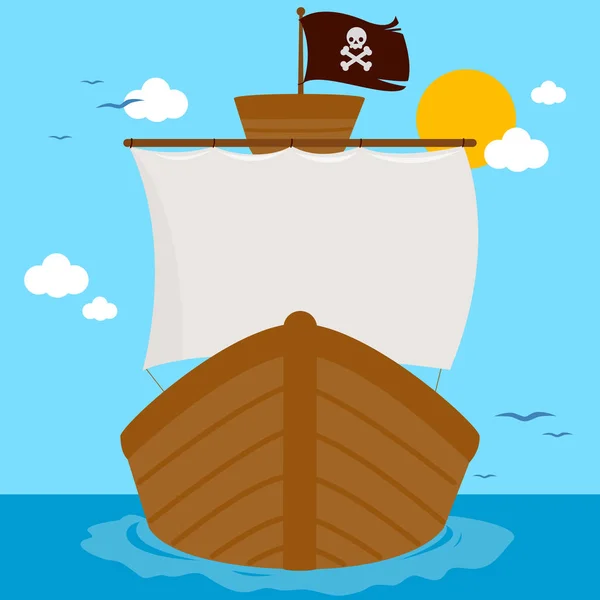 Navio pirata navegando no mar — Vetor de Stock