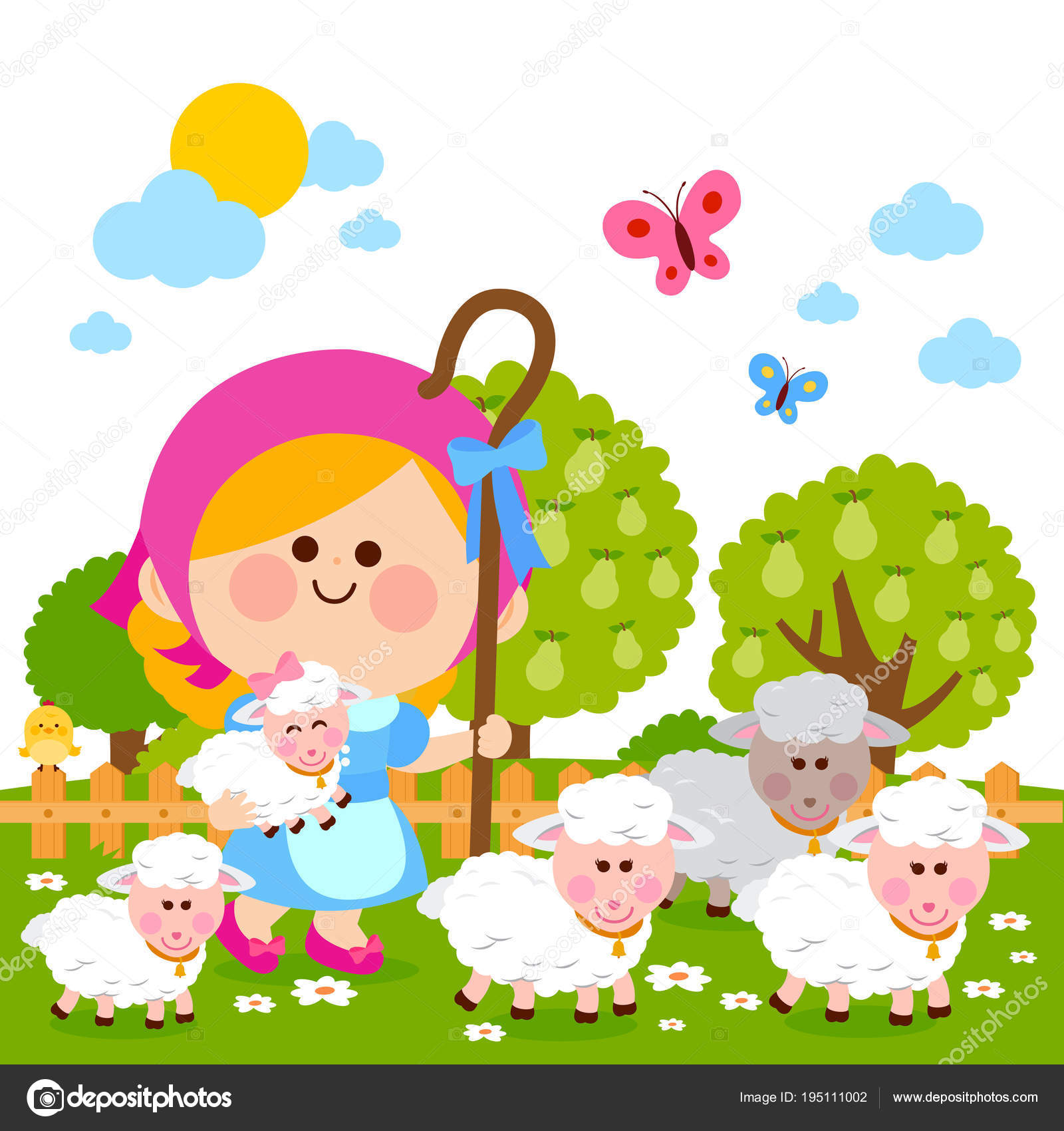 Pastor con ovejas imágenes de stock de arte vectorial | Depositphotos