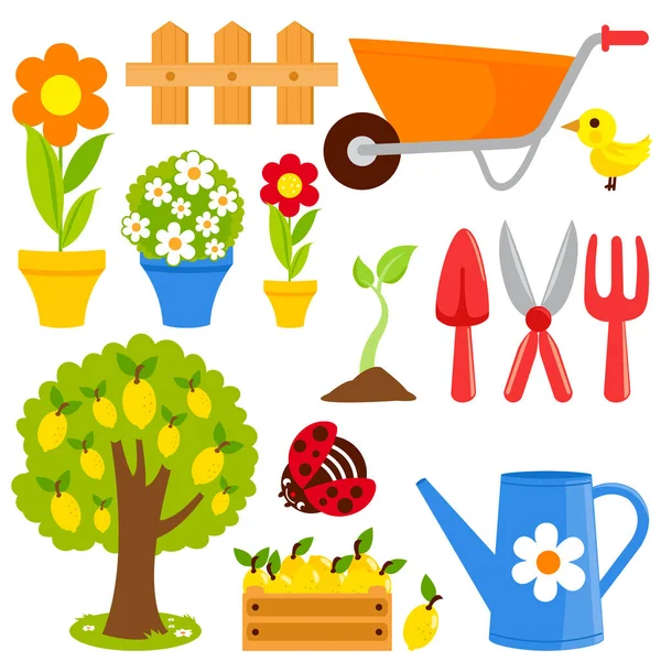 Kertészeti berendezések illusztráció gyűjtemény. — Stock Vector