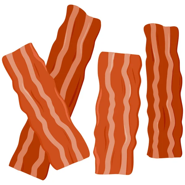 Slices Fried Crispy Bacon Vector Illustration — Stock Vector