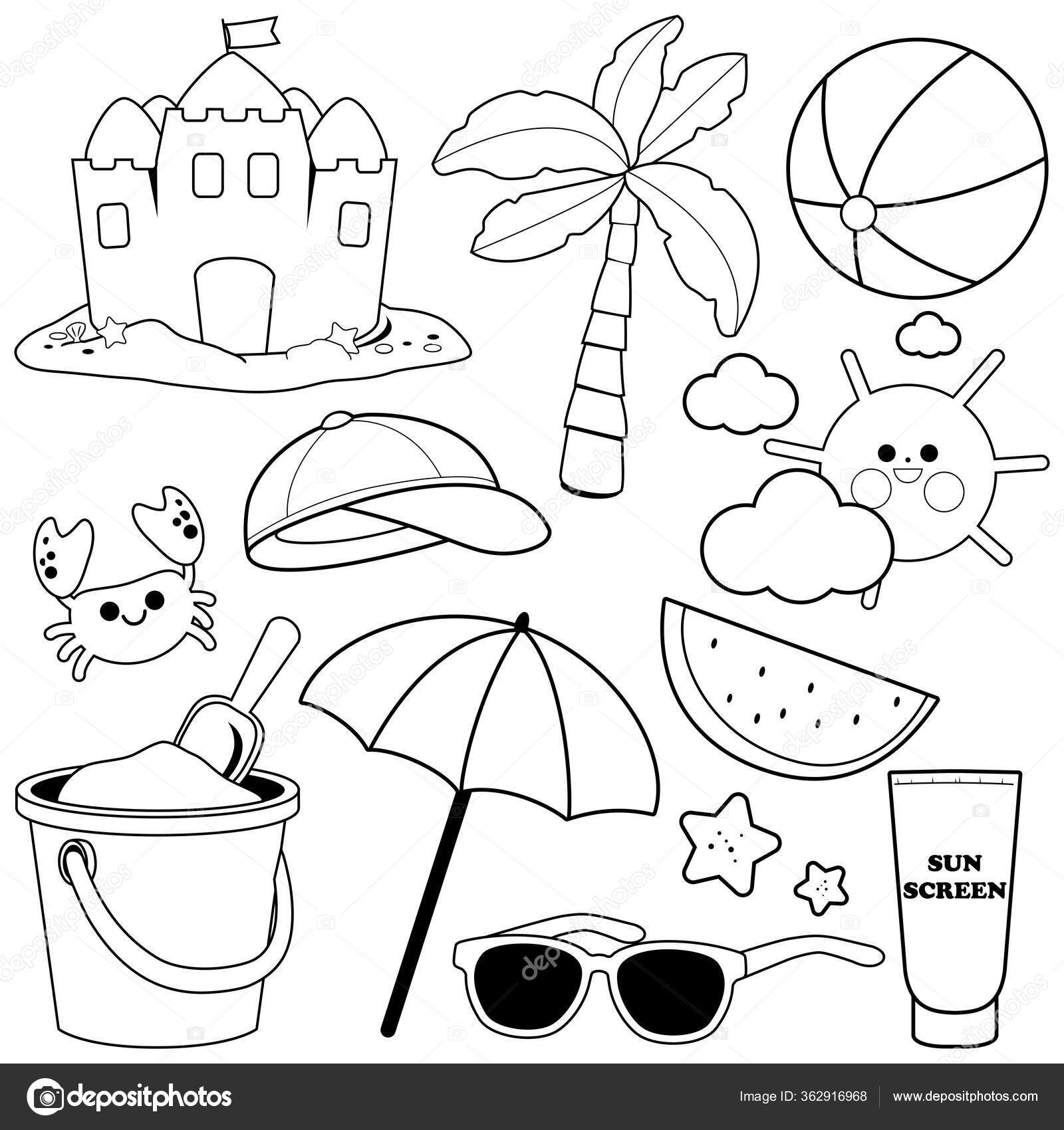 summer clipart black and white