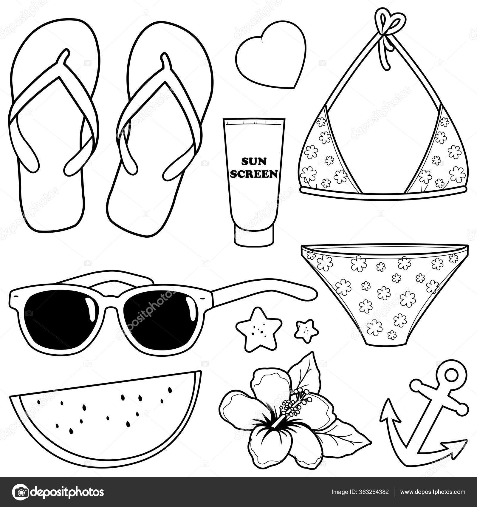 summer clipart black and white