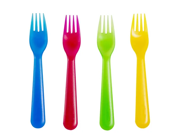 Quatre fourchettes colorées en studio tourné — Photo