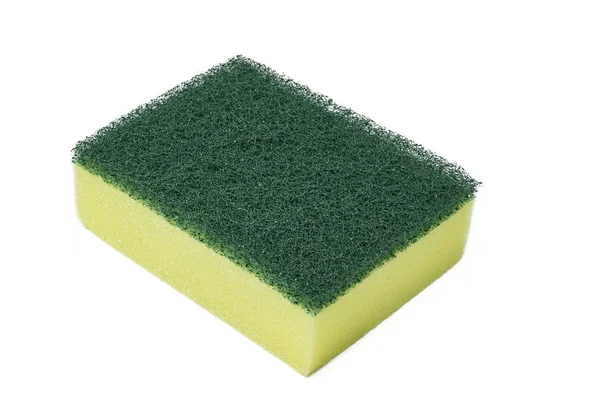 Isolare texture spugna verde top giallo sotto — Foto Stock