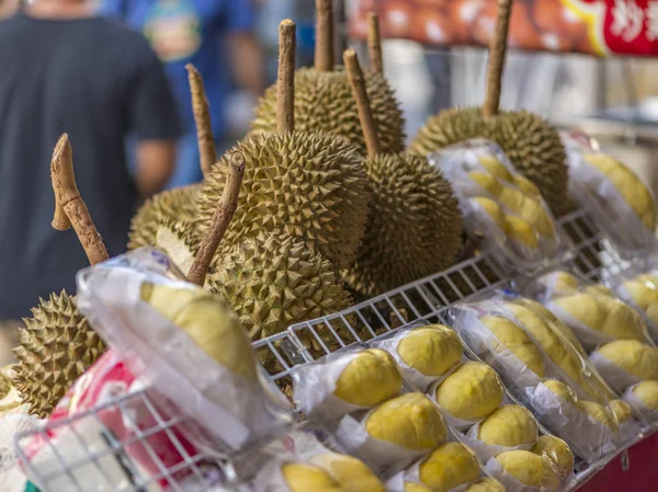 Durian meyve Yaowarat, Bangkok, Tayland, sokak gıda