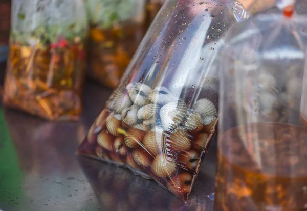 Ferment cockle in plastic bag — Stock Photo, Image