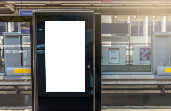 Blank digital poster on train platform — Stock Photo, Image