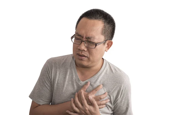 Asian man having chest pain  or heart attack