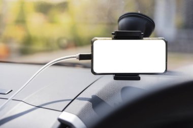 Boş beyaz ekran Smartphone gps harita araba için
