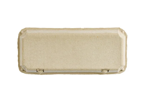 白い背景の隔離された卵紙箱または紙容器 テキストまたはラベルのブランディングのためのカバーに空白のスペースを持つトップビューの卵紙パッケージ — ストック写真