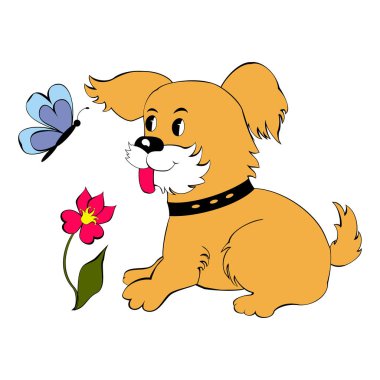 Şirin köpek yavrusu butterfly'görünüyor