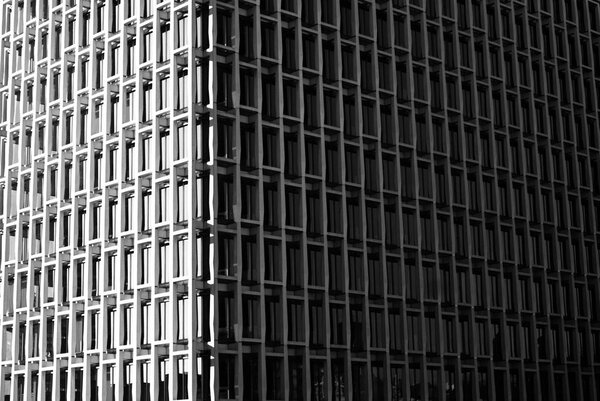 An abstract black and white photo of a Facade