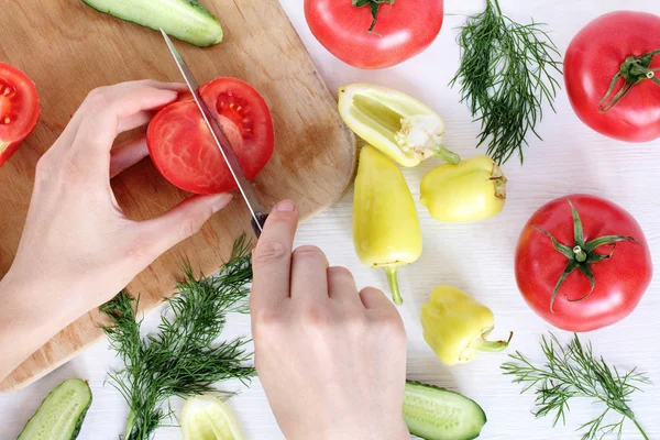 Cocinar platos de verduras frescas — Foto de Stock