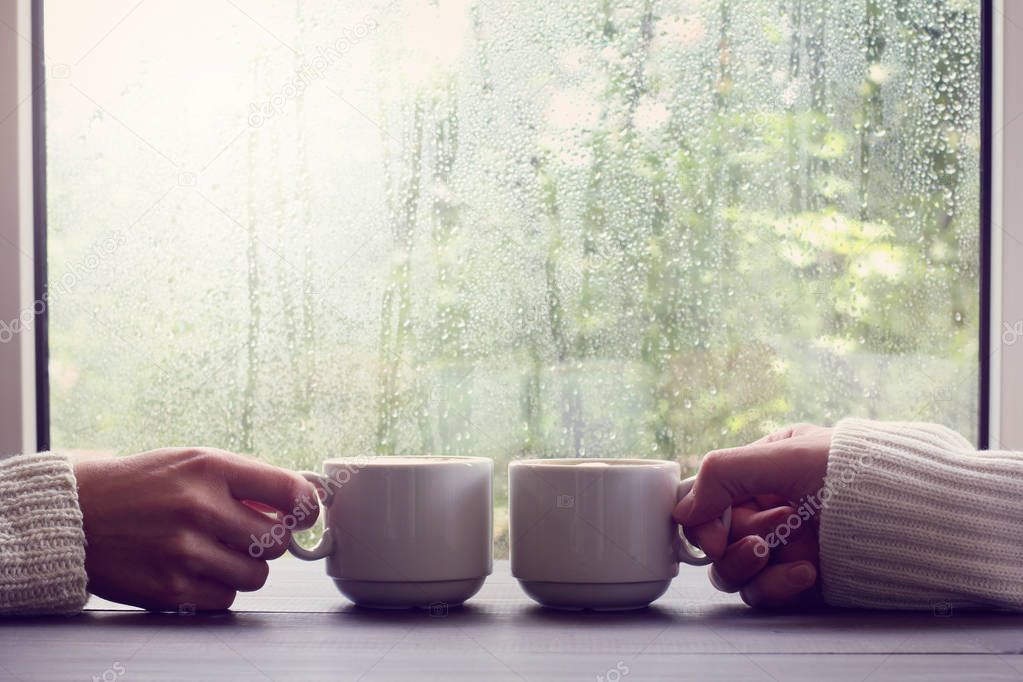 comfortable coffee break for two people