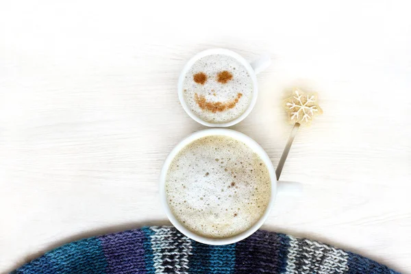 Coffee snowman with a smile — ストック写真