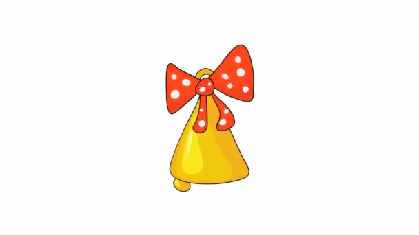 Video Footage Graphic Animation Swinging Golden Bell Decorated Red Bow — Stock Video