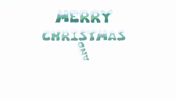 Graphic Animation Incoming Snowball Explodes Flying Inscription Merry Christmas Happy — Stock Video