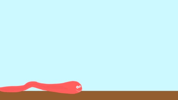 Graphic Animation Smiling Earthworm Crawling Left Right Funny Forward Movement — Stock Video