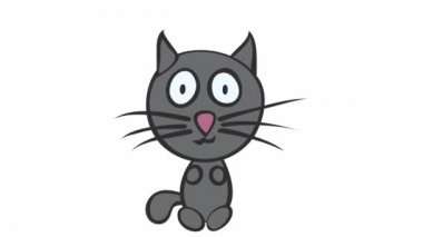 Hapşıran bir kediyle grafik animasyon. Bir doktora görünmenin zamanı geldi.